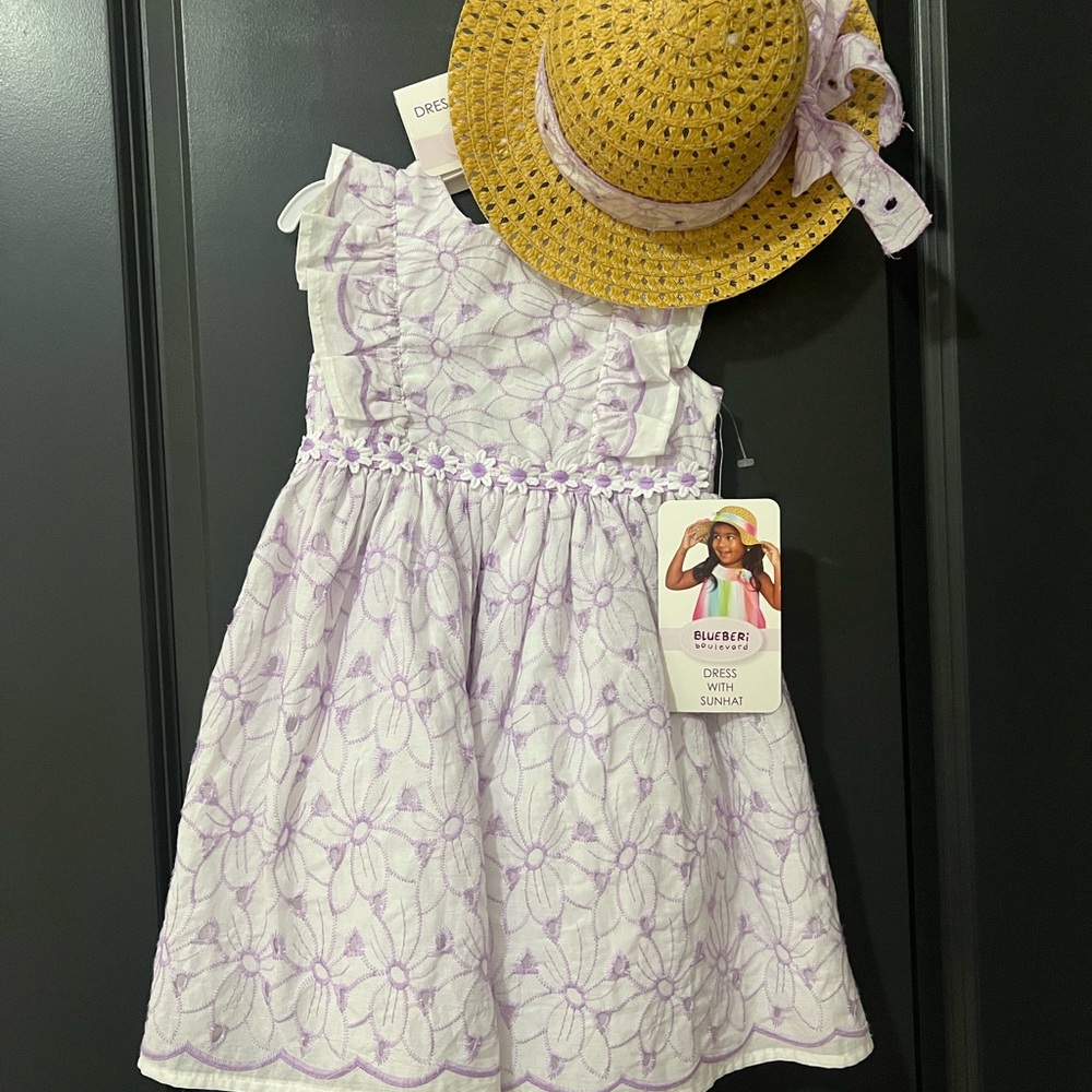 Belabumbum Purple and White Ruffled Smocked Sundress
